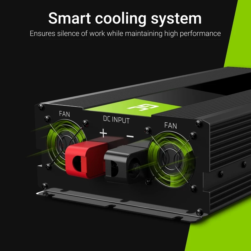 Inversor Green Cell INV12 3000 W 12 V para 230 V, 50 Hz, 1 USB, arrefecimento ativo, preto