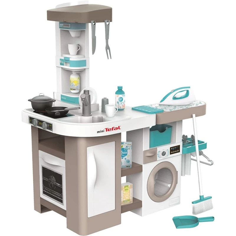 Smoby 311050 cozinha de brincar com área de lavandaria e acessórios