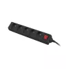 Lanberg Cabo Régua de tomadas, 5X tomadas francesas com interruptor, cobre de alta qualidade, 1.5 m | PS1-05E-0150-BK