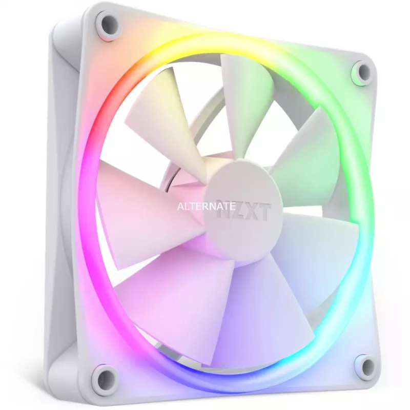 Ventoinha de caixa NZXT F120 RGB 120 mm branca, 4 pinos, 1800 rpm, 50,18 CFM, 18 LEDs