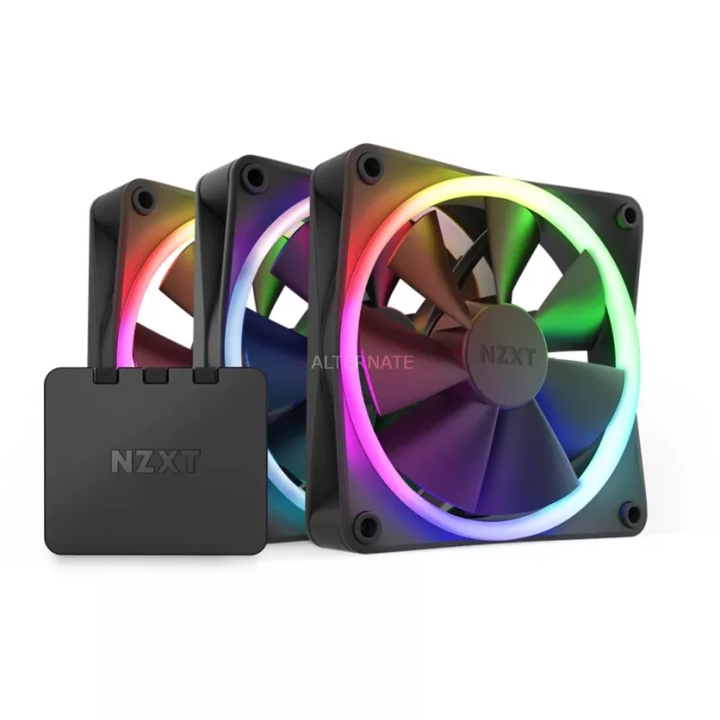 NZXT F120 RGB 120mm ARGB ventoinha para caixa pack de três - preto