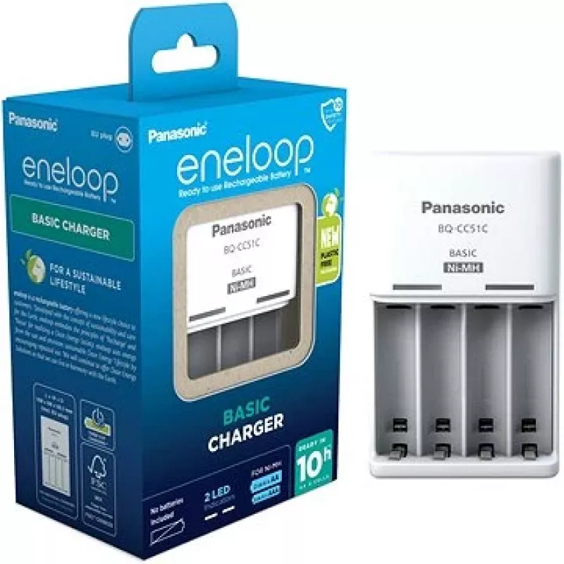 Panasonic 52051E02 Basic BQ-CC51 carregador USB NiMH AAA/AA LED de estado
