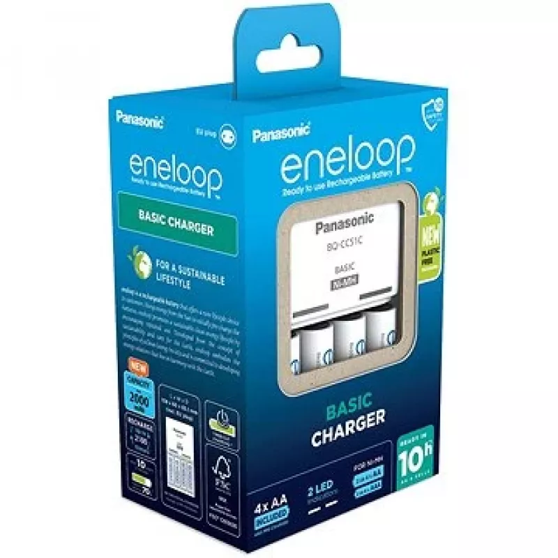 Carregador de pilhas PANASONIC Eneloop Basic BQ-CC51 + 4x AA 2000 mAh (K-KJ51MCD40E)