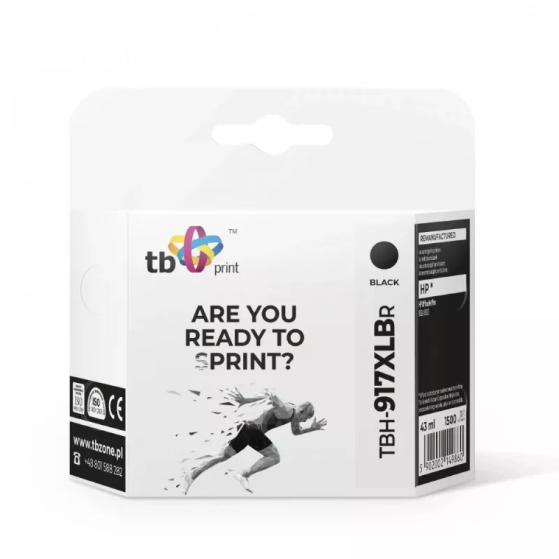 Cartucho de tinta TB compatível com HP OfficeJet Pro 8025 917XL, preto recondicionado