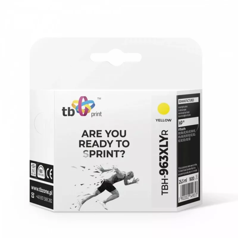 Cartucho de tinta TB compatível com HP OfficeJet Pro 9020 963XL, YE recondicionado
