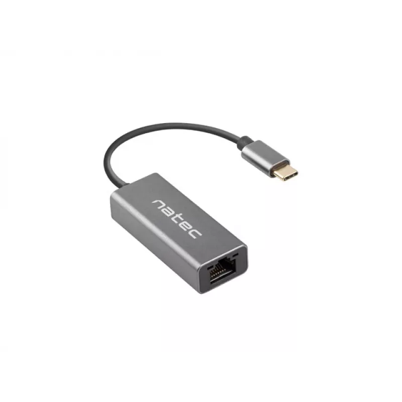 Natec Cricket NNC-1925 adaptador Ethernet de USB-C 3.1 Gen 1 para RJ45, 1000 Mbit/s, cabo de 15 cm, alumínio, cinzento