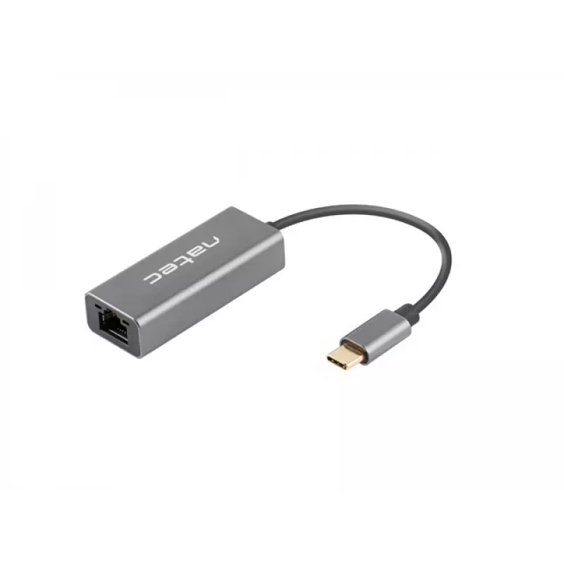Natec Cricket NNC-1925 adaptador Ethernet de USB-C 3.1 Gen 1 para RJ45, 1000 Mbit/s, cabo de 15 cm, alumínio, cinzento