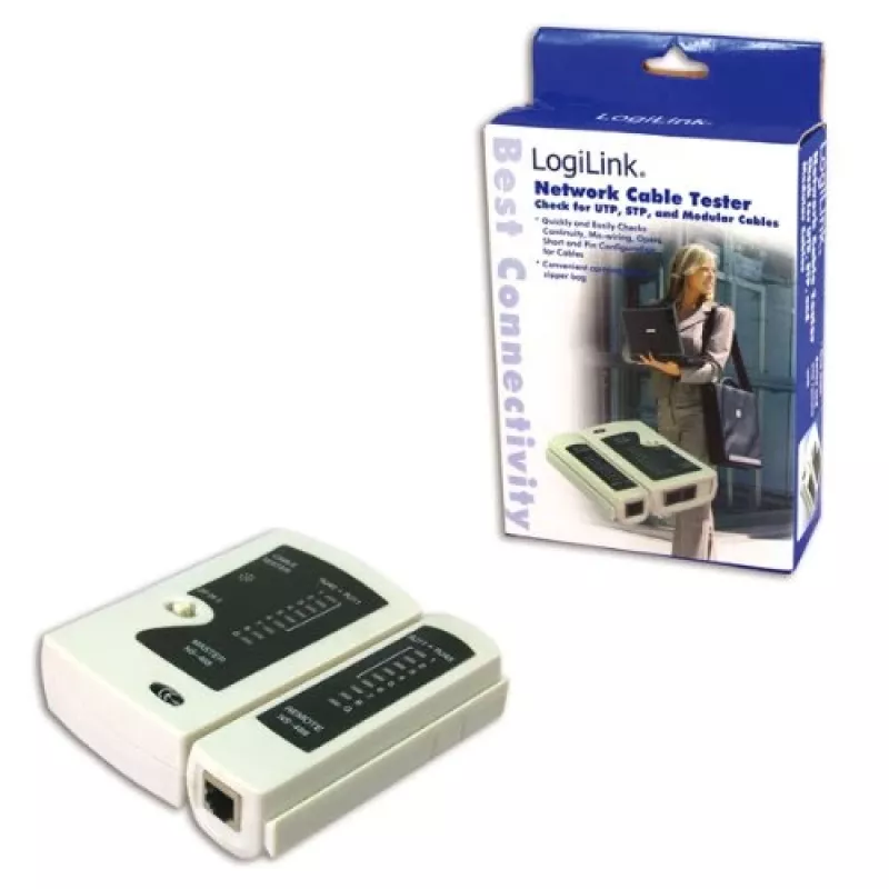 Testador de cabos, LogiLink WZ0010, aparelho de teste de cabos de rede