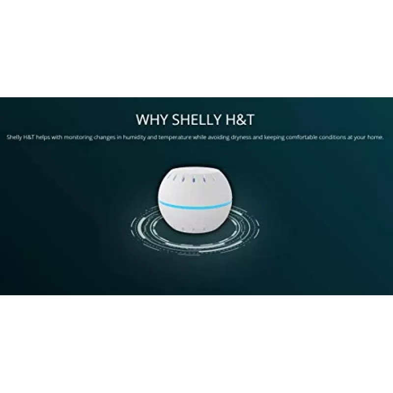 Shelly H&T, sensor de humidade e temperatura sem fios, compacto, WiFi, higrómetro, domótica, aplicação iOS Android – preto