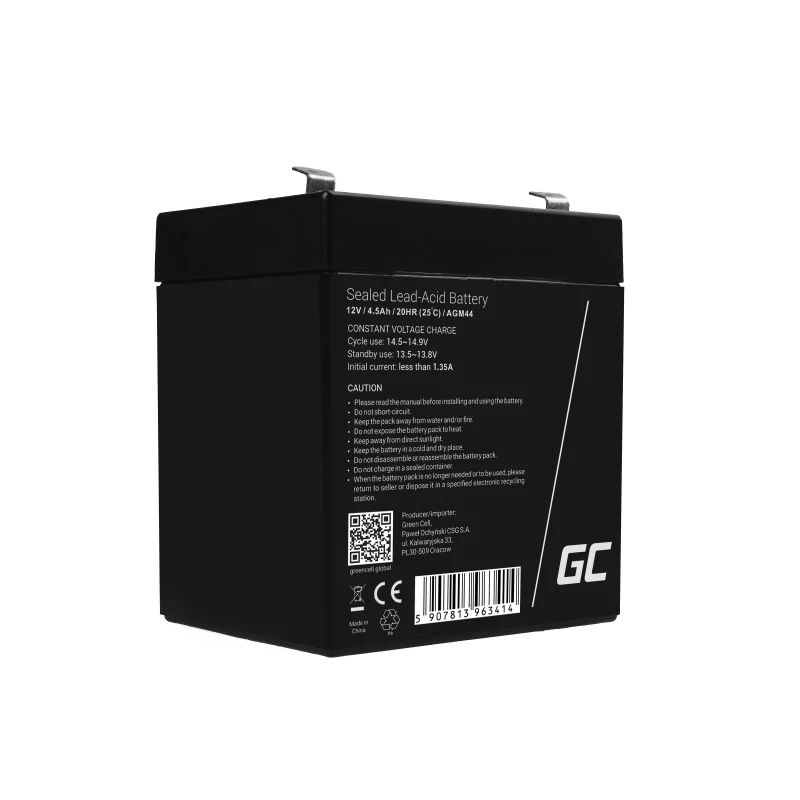 Green Cell AGM44 bateria para UPS, AGM VRLA de chumbo-ácido selada, 12 V 4,5 Ah, 1,35 kg