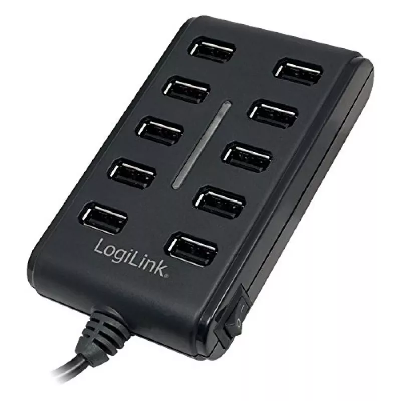 Logilink UA0125 Hub USB 10 portas USB2.0 com fonte de alimentação 3.5A, | Logilink