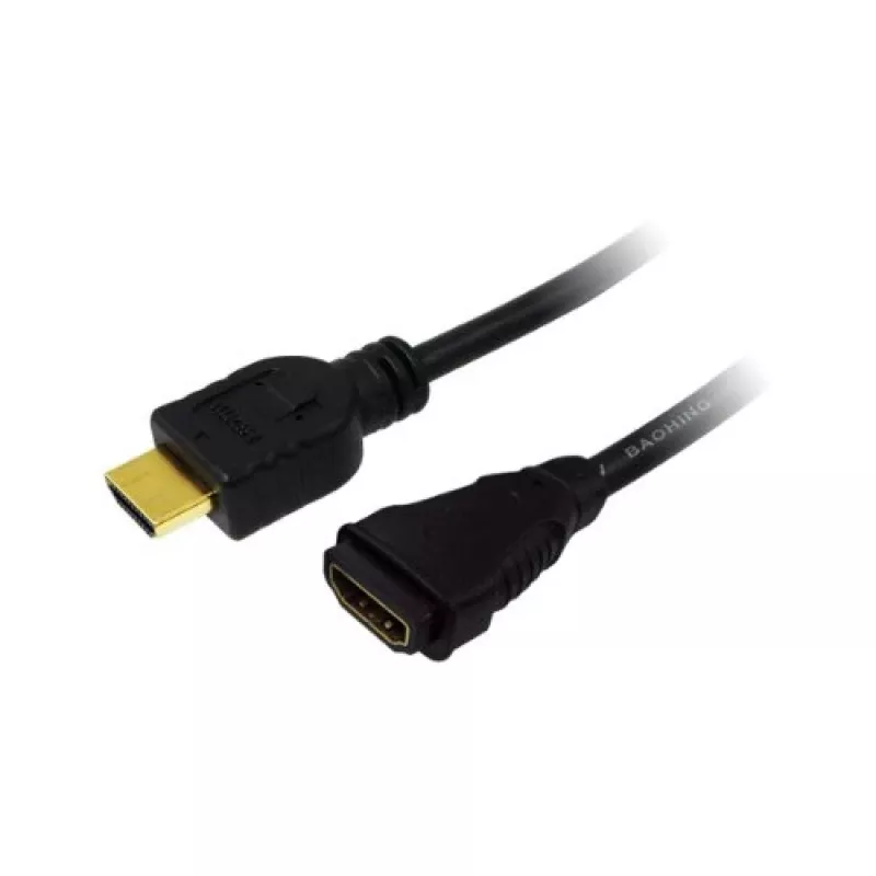 LogiLink CH0057 cabo extensor HDMI de alta velocidade com Ethernet, HDMI 1.4, A macho – A fêmea, 4K/30, contactos banhados a ouro, 3 m, preto