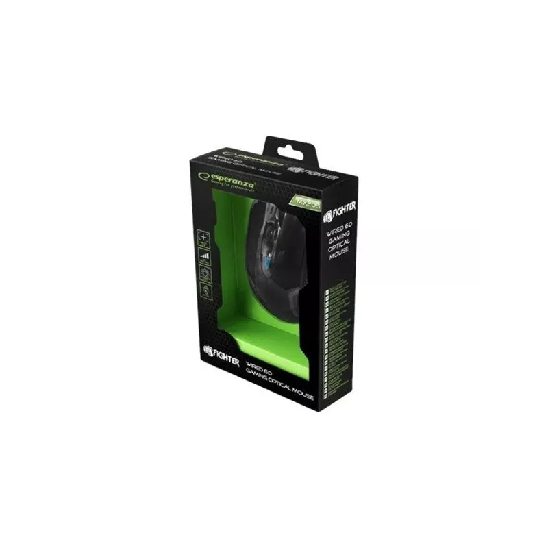 Esperanza MX205 FIGHTER - Rato - USB - azul - rato - ótico - 6 botões - preto