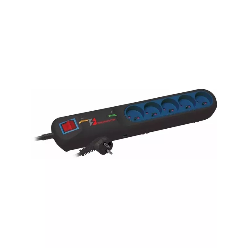 Protetor de sobretensão LESTAR 1966003713 preto azul 5 tomadas AC 5 m