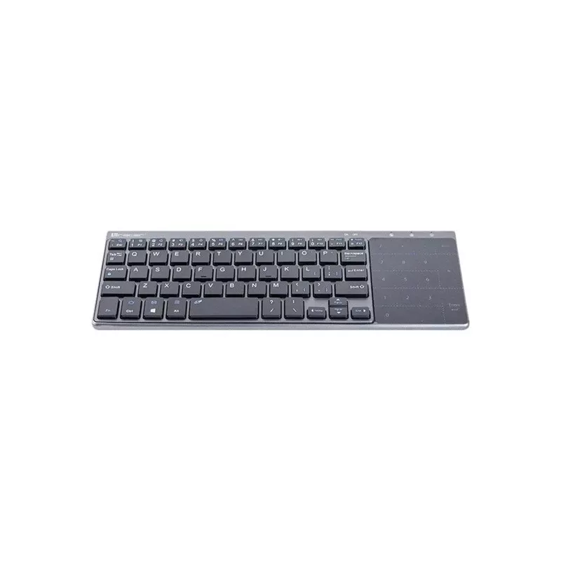 O Tracer EXpert RF é um teclado sem fios ergonómico de tamanho completo com disposição QWERTY, teclas de membrana e um design esguio preto e cinzento. Concebido para uso doméstico e de escritório, combina um touchpad integrado e teclas multimédia com uma ligação sem fios de 2,4 GHz para oferecer uma solução de introdução compacta para televisores, consolas, portáteis e PC clássicos.