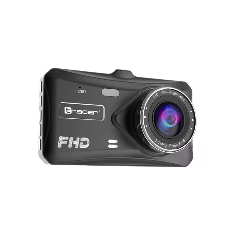 Dashcam TRACER 4TS Dashcam Full HD de canal duplo, câmara principal 2 MP, câmara interior 0,4 MP, ângulo 140°/60°, ecrã IPS 4 polegadas, bateria 150 mAh, caixa de alumínio, assistente de estacionamento