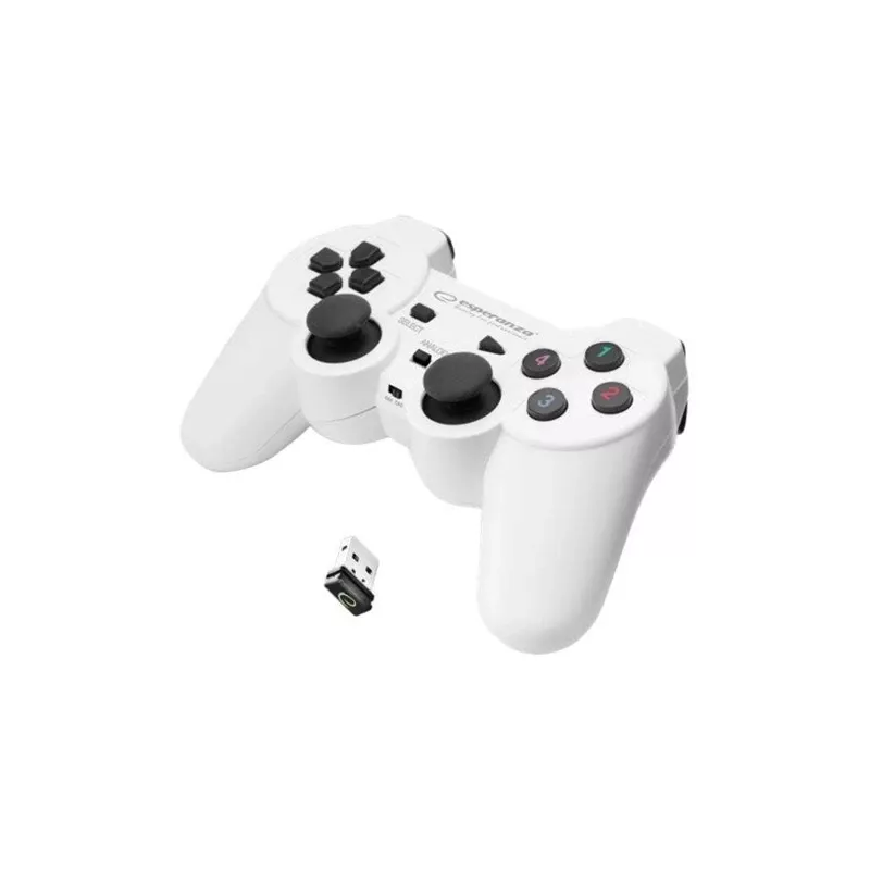 Comando de jogos Esperanza EGG108W preto, branco RF gamepad analógico / digital PC, Playstation 3