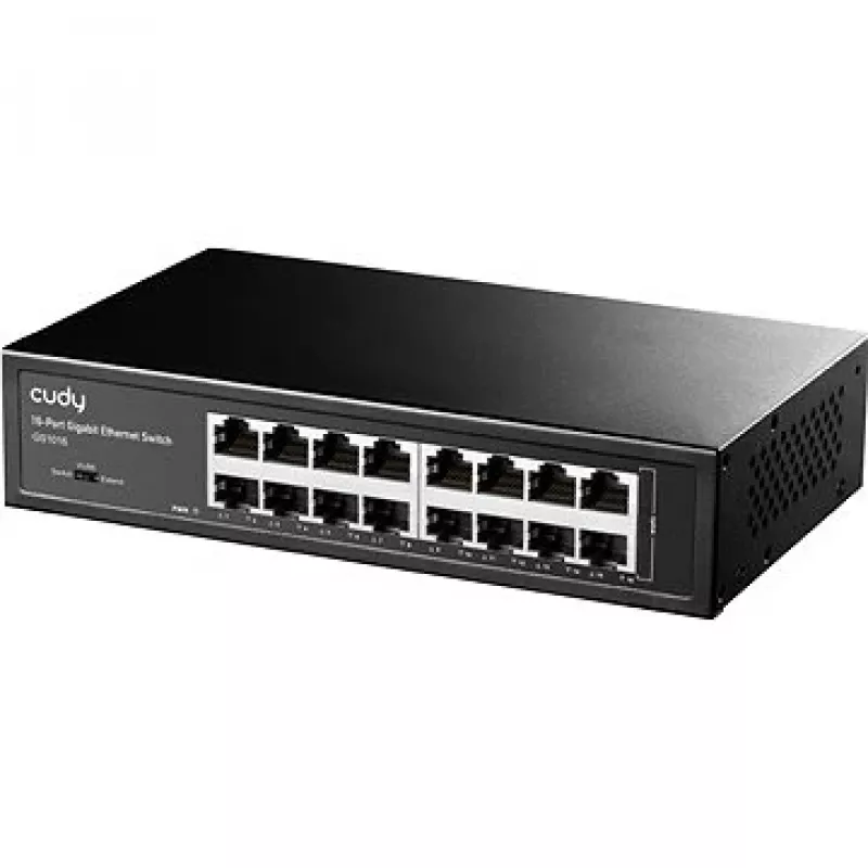 Switch de rede Cudy GS1016 — 16 portas Gigabit Ethernet (10/100/1000), comutação 32 Gbit/s, montagem em rack, alimentação AC