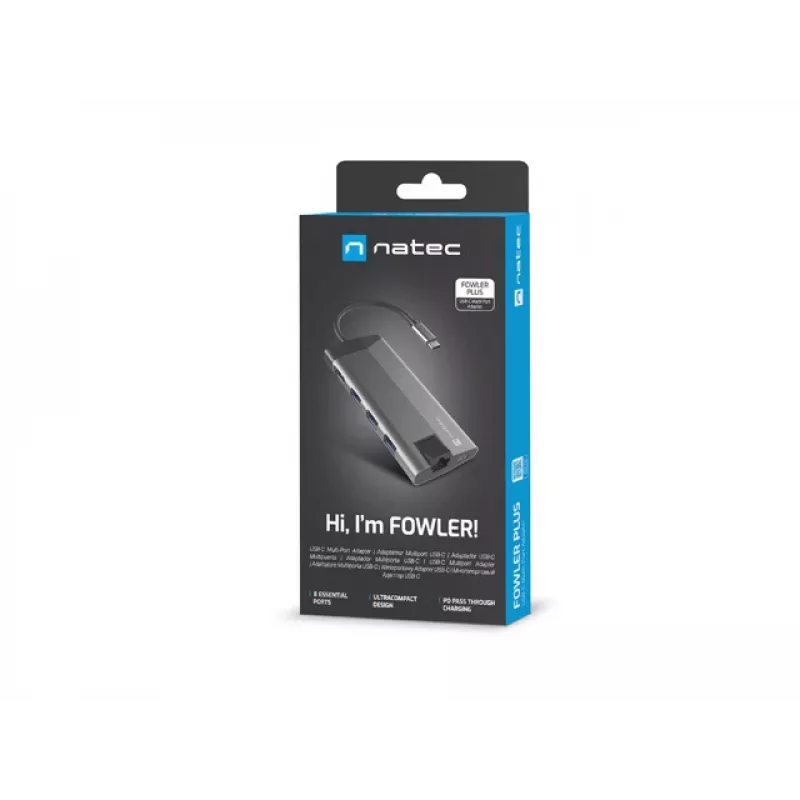 NATEC Fowler Plus USB Type-C preto cinzento MicroSD SD hub