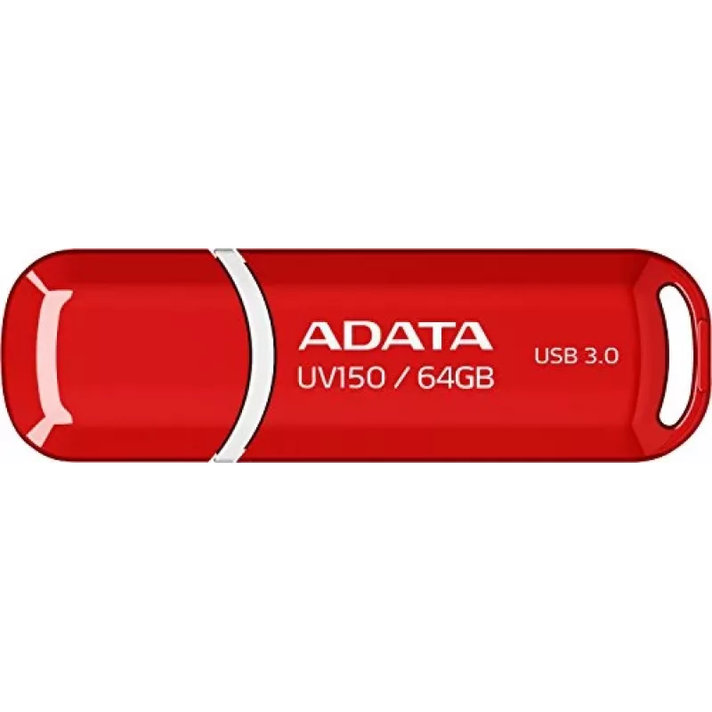Pen Drive ADATA DashDrive UV150 64 GB, USB Tipo-A 3.2 Gen 1, Vermelho, Design com Tampa