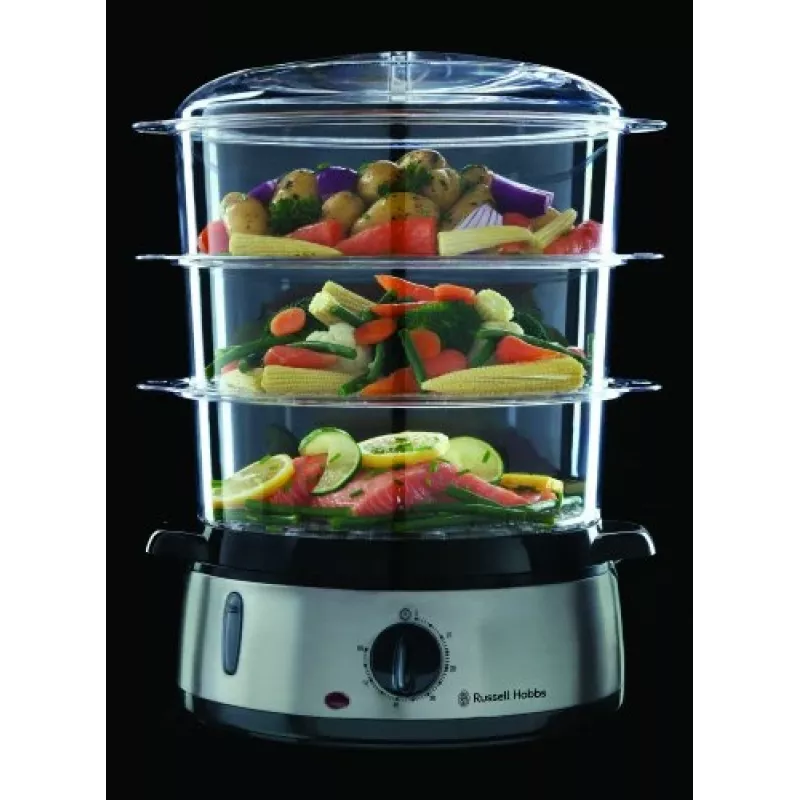 Vaporizador Russell Hobbs 19270-56, 3 cestos, 9 L total, 800 W, aço inoxidável