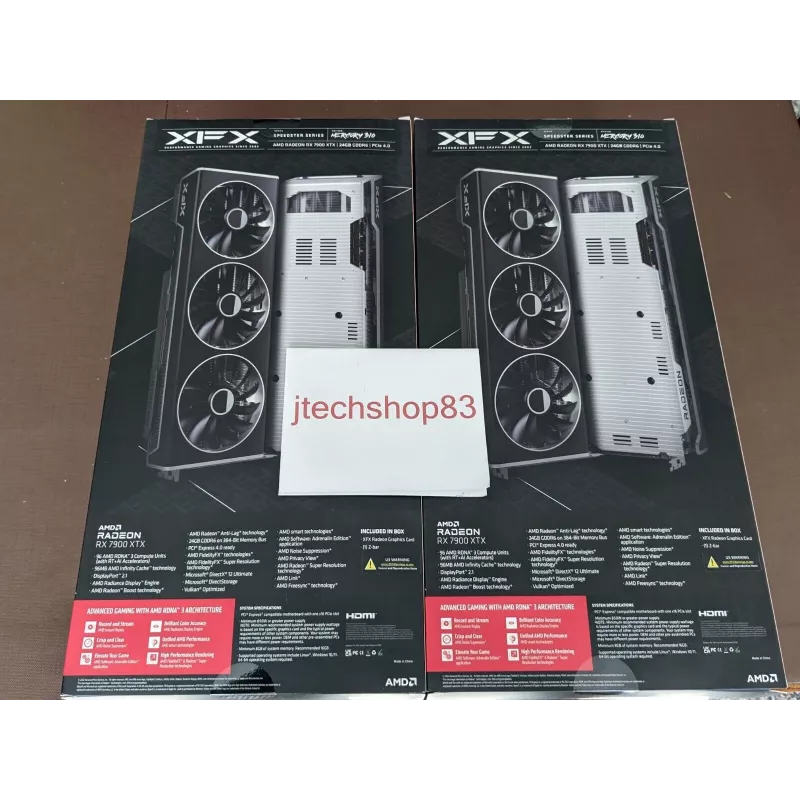 Placa gráfica XFX Radeon RX 7900 XTX 24 GB GDDR6, PCIe 4.0, 384-Bit, 355 W, 3 ventoinhas