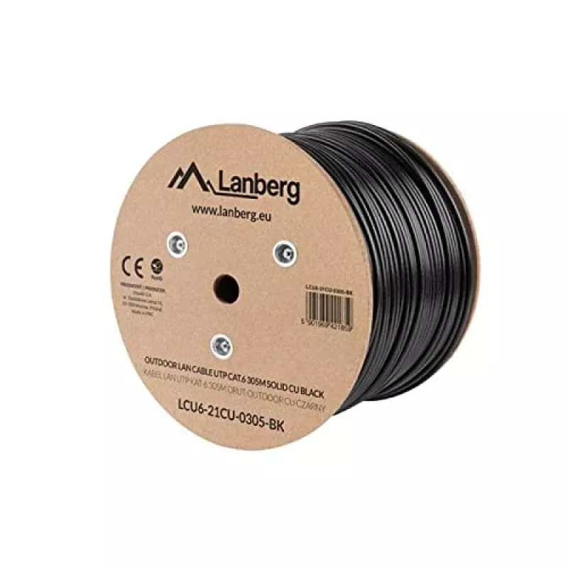 Cabo de rede Lanberg LCU6-21CU-0305-BK preto 305 m Cat6 U/UTP (UTP) exterior