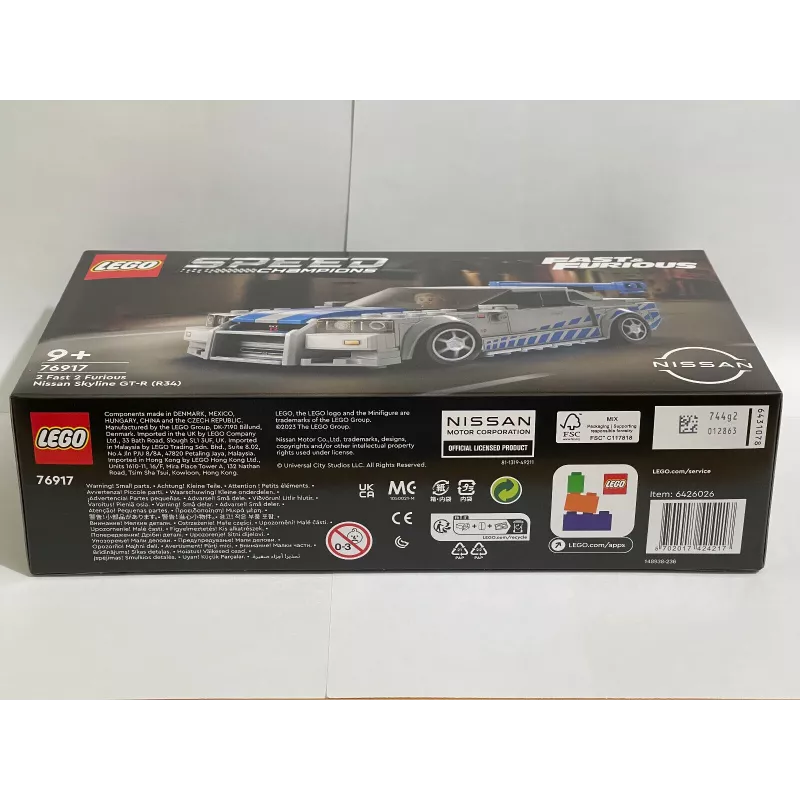 LEGO 76917 Speed Champions 2 Fast 2 Furious Nissan Skyline GT-R (R34) Carro de Brinquedo