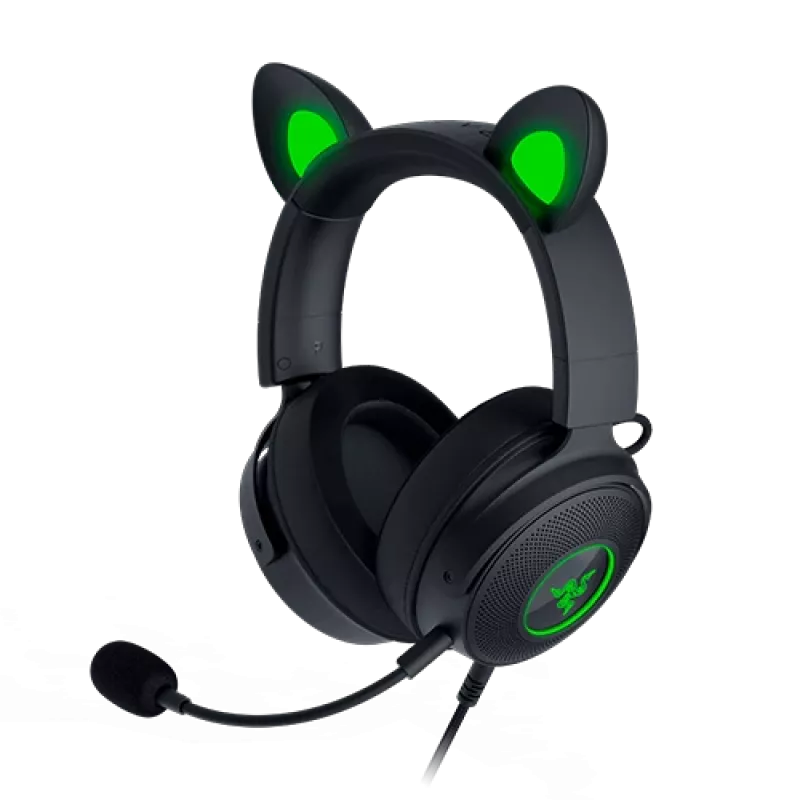 Razer Kraken V2 Pro Kitty Edition – headset gaming over-ear com fios, preto