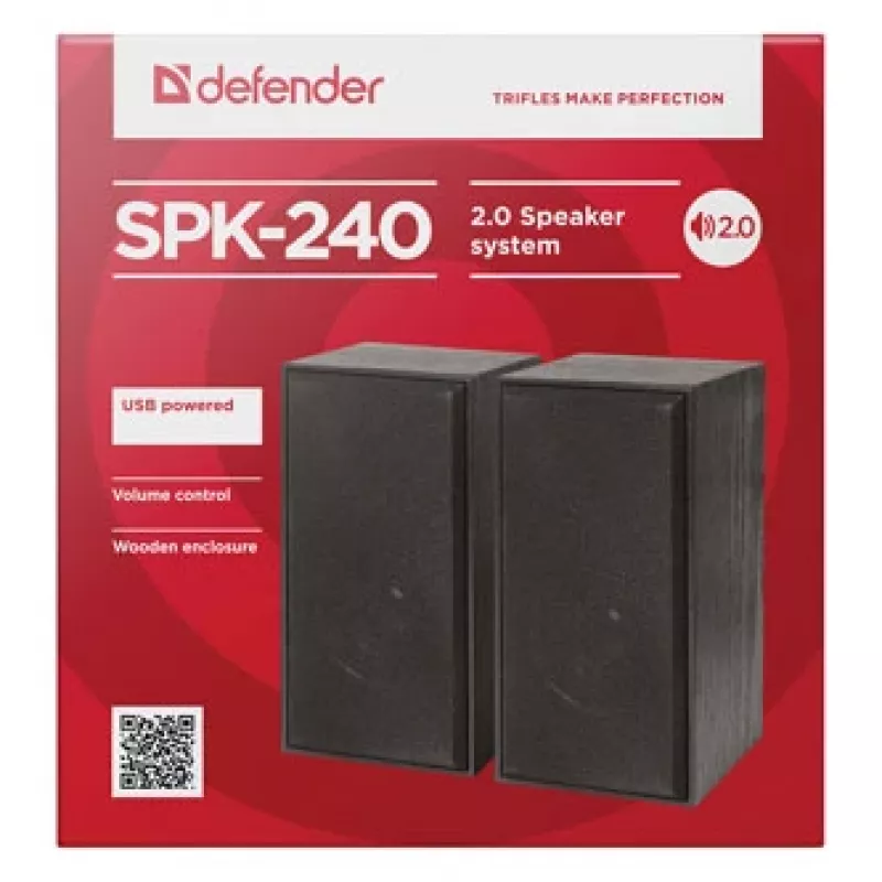 Altifalantes de secretária DEFENDER SPK-240 com fios, 2.0, 6 W RMS, alimentação USB, 3,5 mm, preto