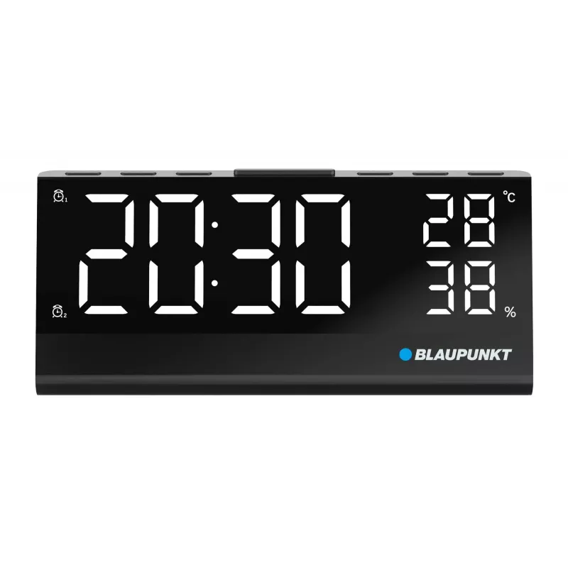 Rádio-despertador CR10ALU FM PLL com sensor de temperatura e humidade integrado