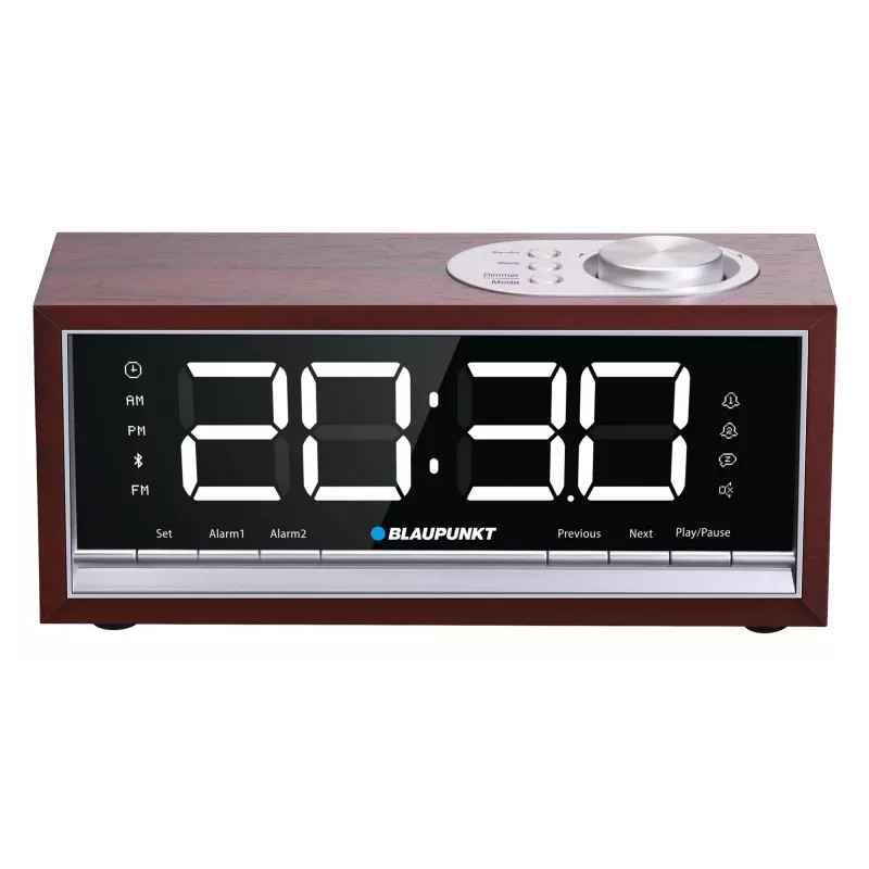 Rádio-despertador portátil BLAUPUNKT CR60BT — FM PLL, Bluetooth, ecrã LED, 60 estações memorizadas, pilha/DC, reserva CR2032