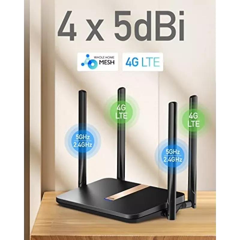 Router sem fios Cudy LT500D Fast Ethernet Dual-Band (2,4 GHz / 5 GHz) 4G Preto