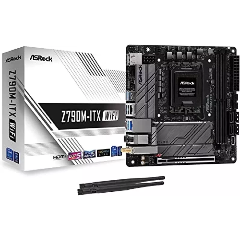 Placa-mãe ASRock Z790M-ITX WiFi — Intel Z790, LGA 1700, mini ITX, DDR5, 2x DIMM, 64GB, 2.5Gb LAN, Wi-Fi 6E