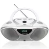 Gravador de CD BLAUPUNKT BB14WH — gravador de CD com reprodução de MP3, USB, LCD, relógio, altifalantes 2x1 W, prateado/branco