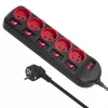 Extensão elétrica MACLEAN MCE204 cabo de 1,5 m, 5 tomadas AC, interior, preto/vermelho