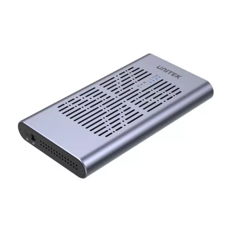 Caixa para SSD Unitek S1206A para 2× unidades M.2 NVMe PCIe Gen3 x4, USB 3.2 Gen 2 (10 Gbit/s), Alumínio, USB-C, inclui fonte de alimentação