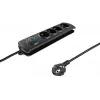 Qoltec 50105 régua de tomadas com proteção contra sobretensão, 4 tomadas, preto