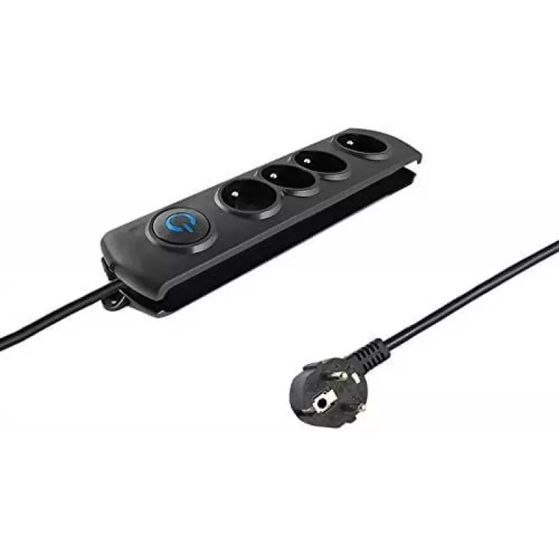 Qoltec 50105 régua de tomadas com proteção contra sobretensão, 4 tomadas, preto