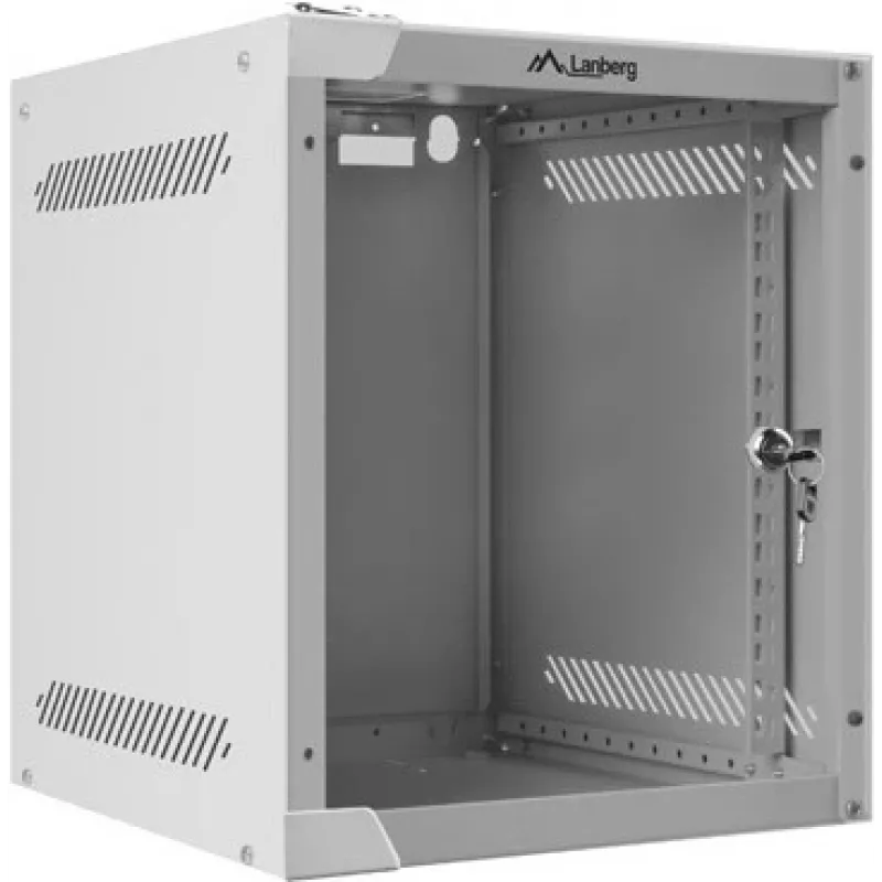 Lanberg WF10-2306-10S armário rack de parede de 10" 6U, 336×280×310 mm, porta de vidro, 20 kg, cinzento (RAL 7035)