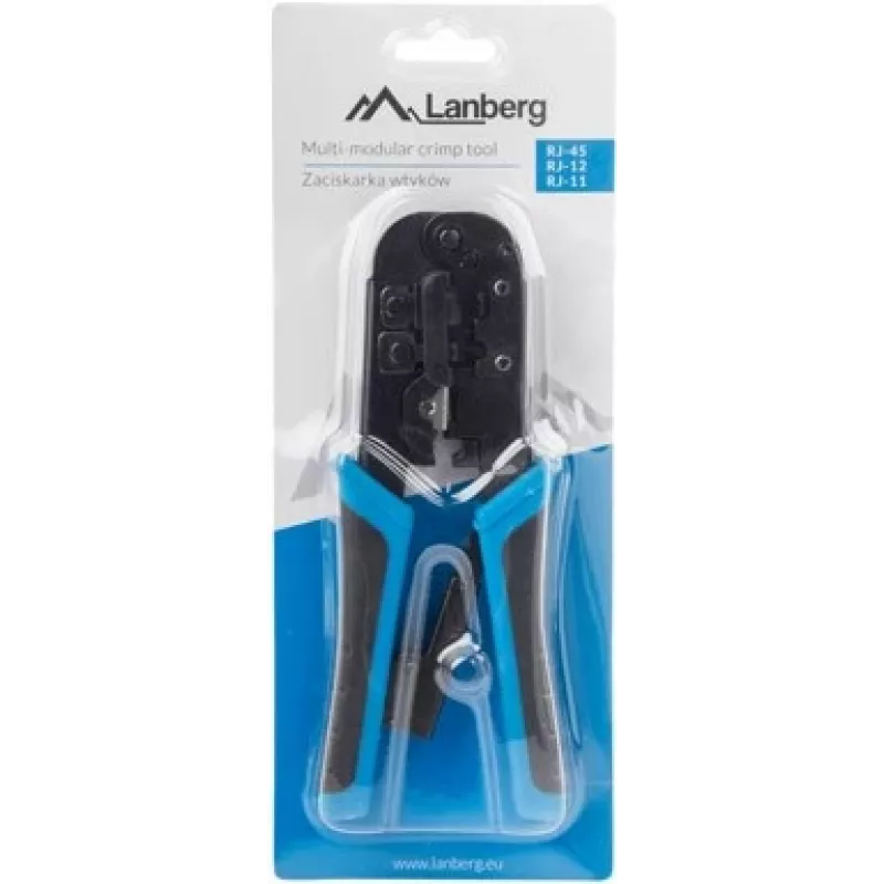 Alicate de crimpar LANBERG NT-0201 para fichas RJ-45, 180 mm, 315 g, preto/azul