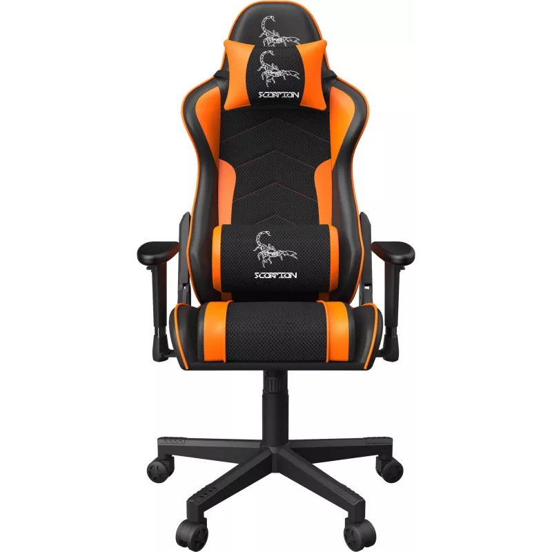 Cadeira gaming GEMBIRD GC-SCORPION-04X preto-laranja design ergonómico, assento ajustável, encosto alto