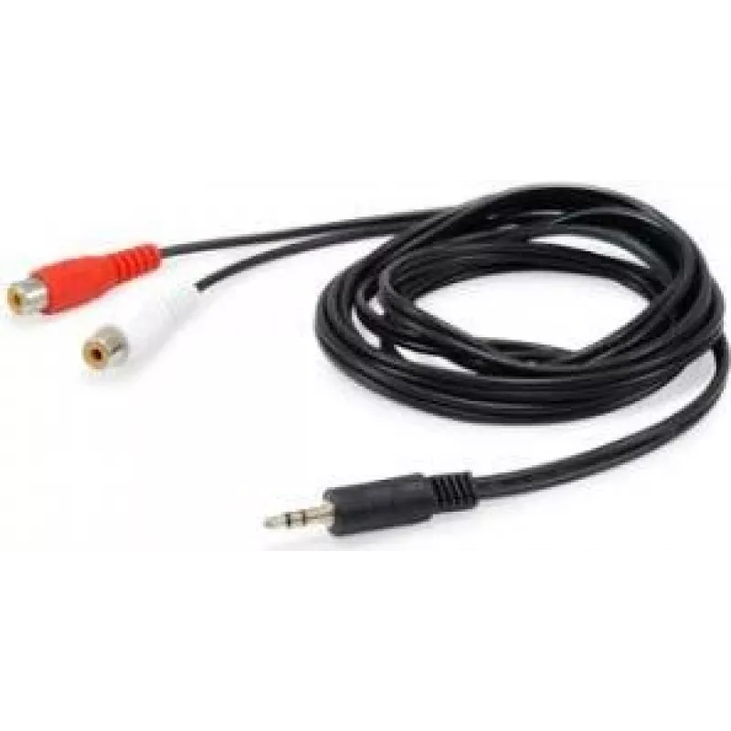 Equip 147093 cabo de áudio, 2 x RCA fêmea para 3,5 mm macho, 2,5 m, preto