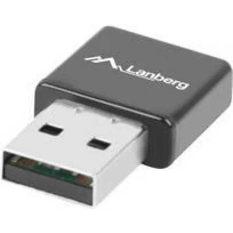 Adaptador USB Wi-Fi LANBERG NC-0300-WI, 2 antenas internas de 2 dBi, USB 2.0, até 2400 Mbit/s, preto