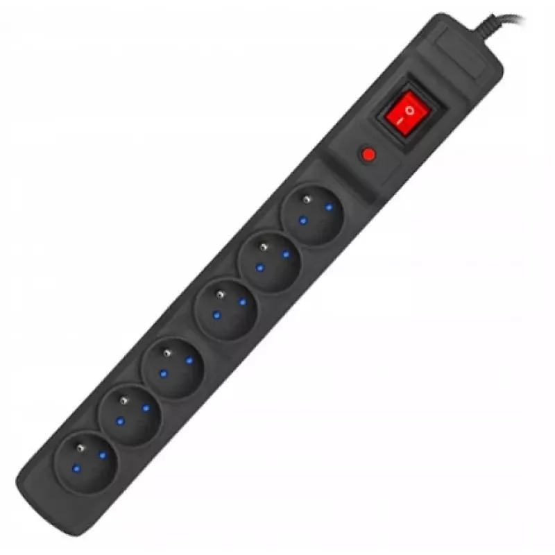 Régua de tomadas ARMAC Multi M6 proteção contra sobretensão, 6 tomadas, cabo de 10 m, preta