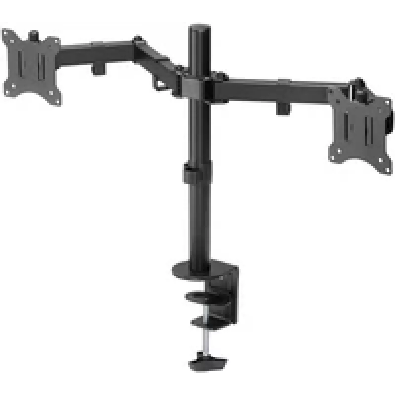 Braço de monitor Goobay Dual Flex - ecrã 17-32 polegadas - montagem em mesa VESA 75 e 100 mm - rotativo, orientável e inclinável - suporte de altura ajustável - carga máxima
