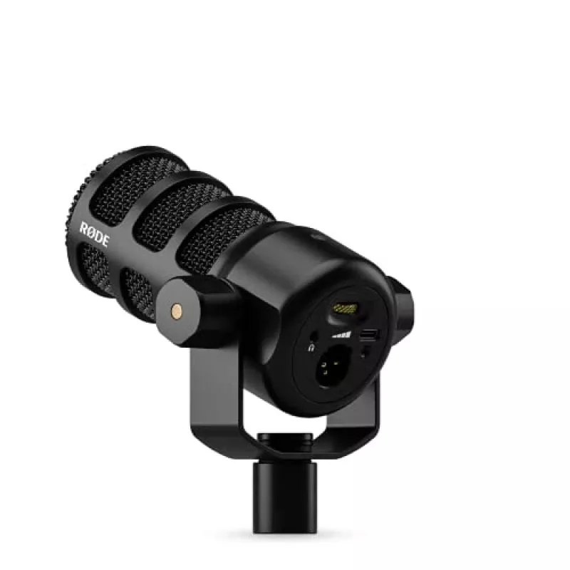 Microfone de estúdio RØDE PodMic USB — Cardioide XLR/USB, 24 bits/48 kHz, USB-C, saída para auscultadores, botão rotativo de volume, preto