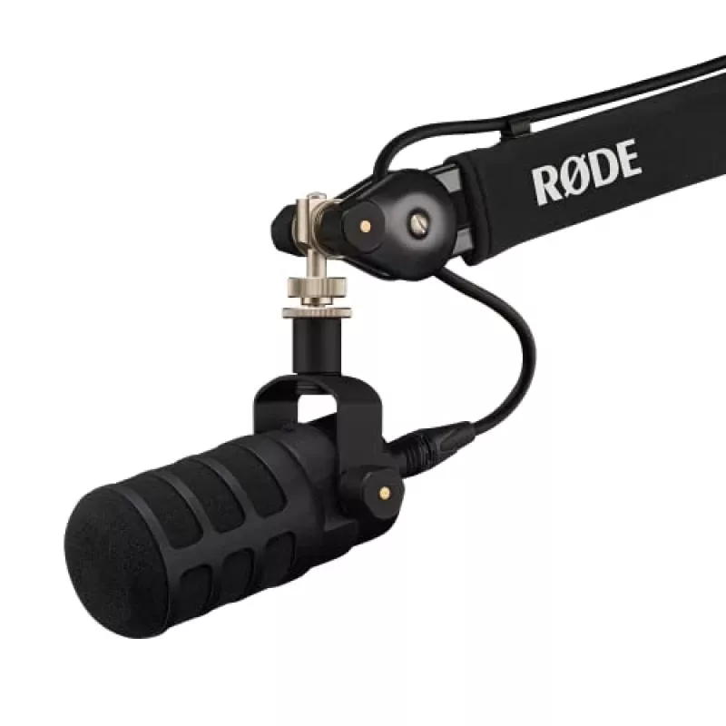 Microfone de estúdio RØDE PodMic USB — Cardioide XLR/USB, 24 bits/48 kHz, USB-C, saída para auscultadores, botão rotativo de volume, preto