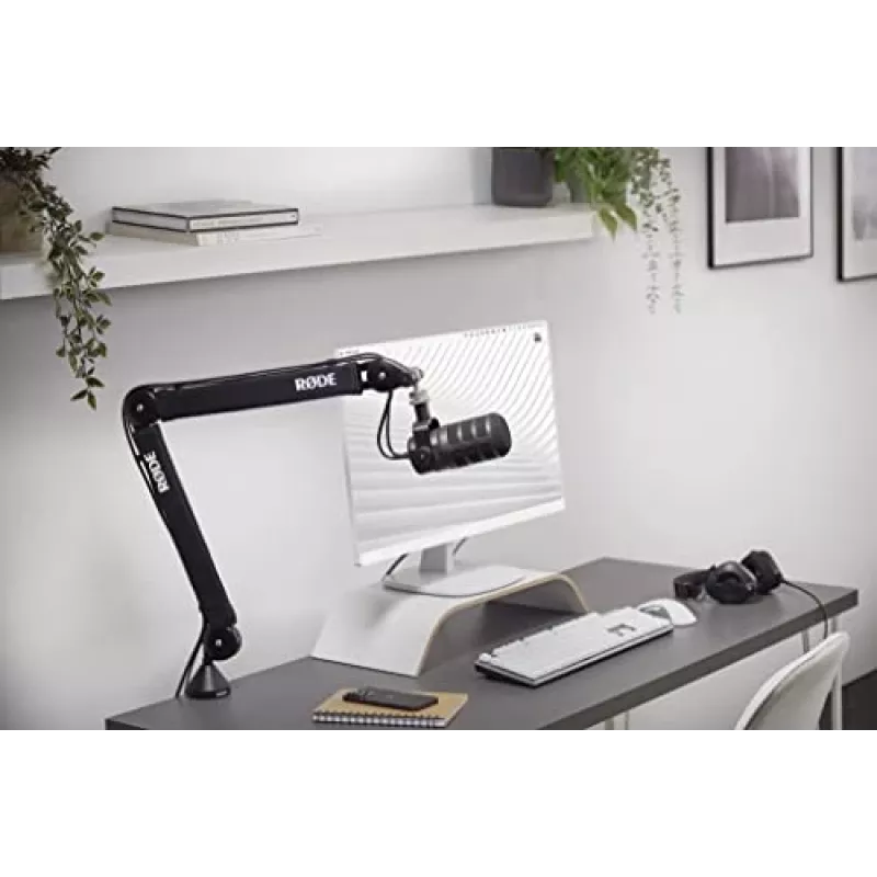Microfone de estúdio RØDE PodMic USB — Cardioide XLR/USB, 24 bits/48 kHz, USB-C, saída para auscultadores, botão rotativo de volume, preto