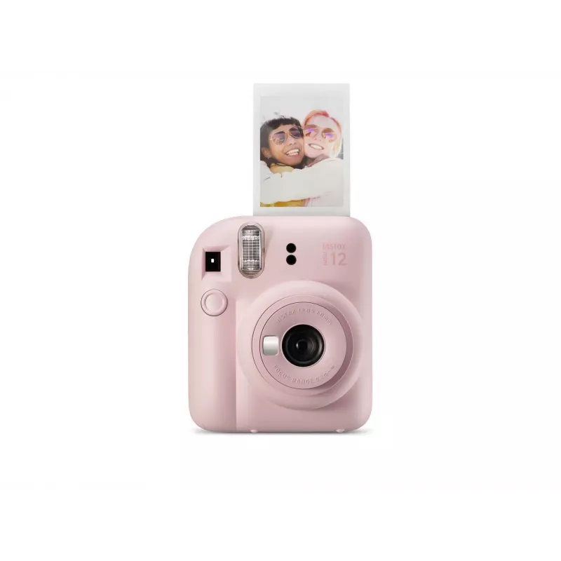 Máquina fotográfica instantânea Fujifilm Instax Mini 12 rosa — imagem 86×54 mm, filme 62×46 mm, distância focal 60 mm